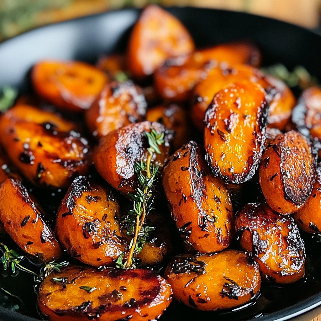 Recipe preparation for Honey Roasted Carrots with Thyme
