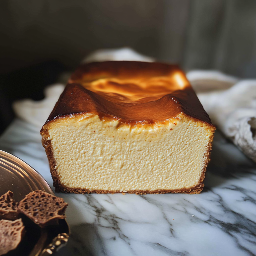 Recipe preparation for Burnt Basque Cheesecake in a Loaf Pan
