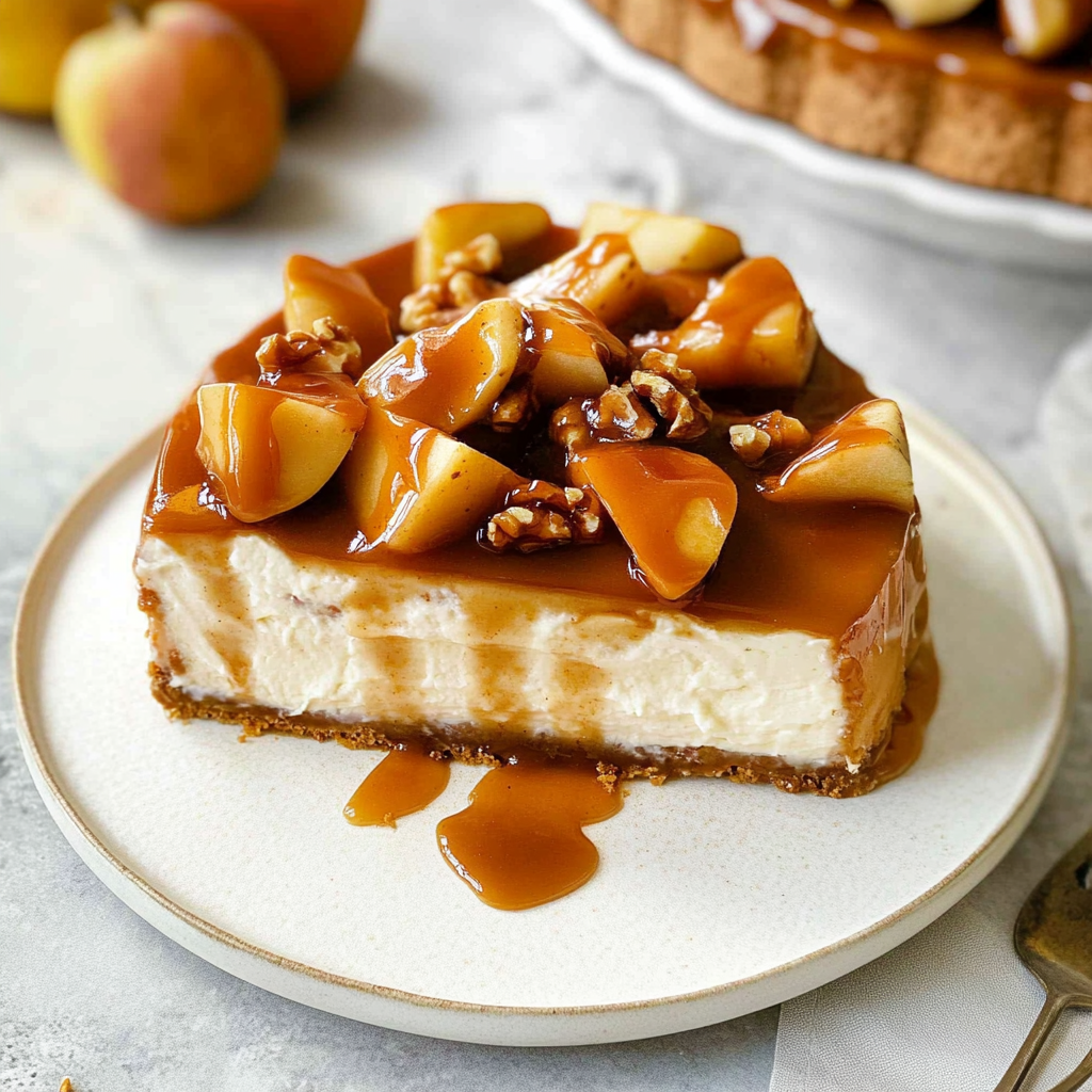 Recipe preparation for Caramel Apple Cheesecake