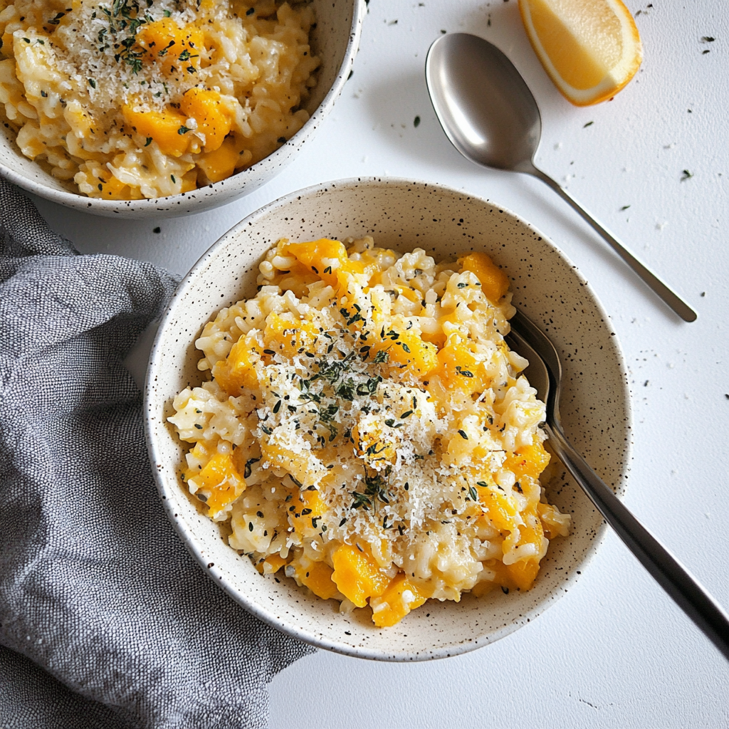Recipe preparation for Creamy Instant Pot Butternut Squash Risotto
