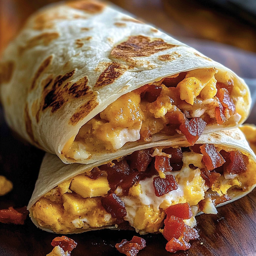 Recipe preparation for Bacon Egg Cheese Breakfast Burrito