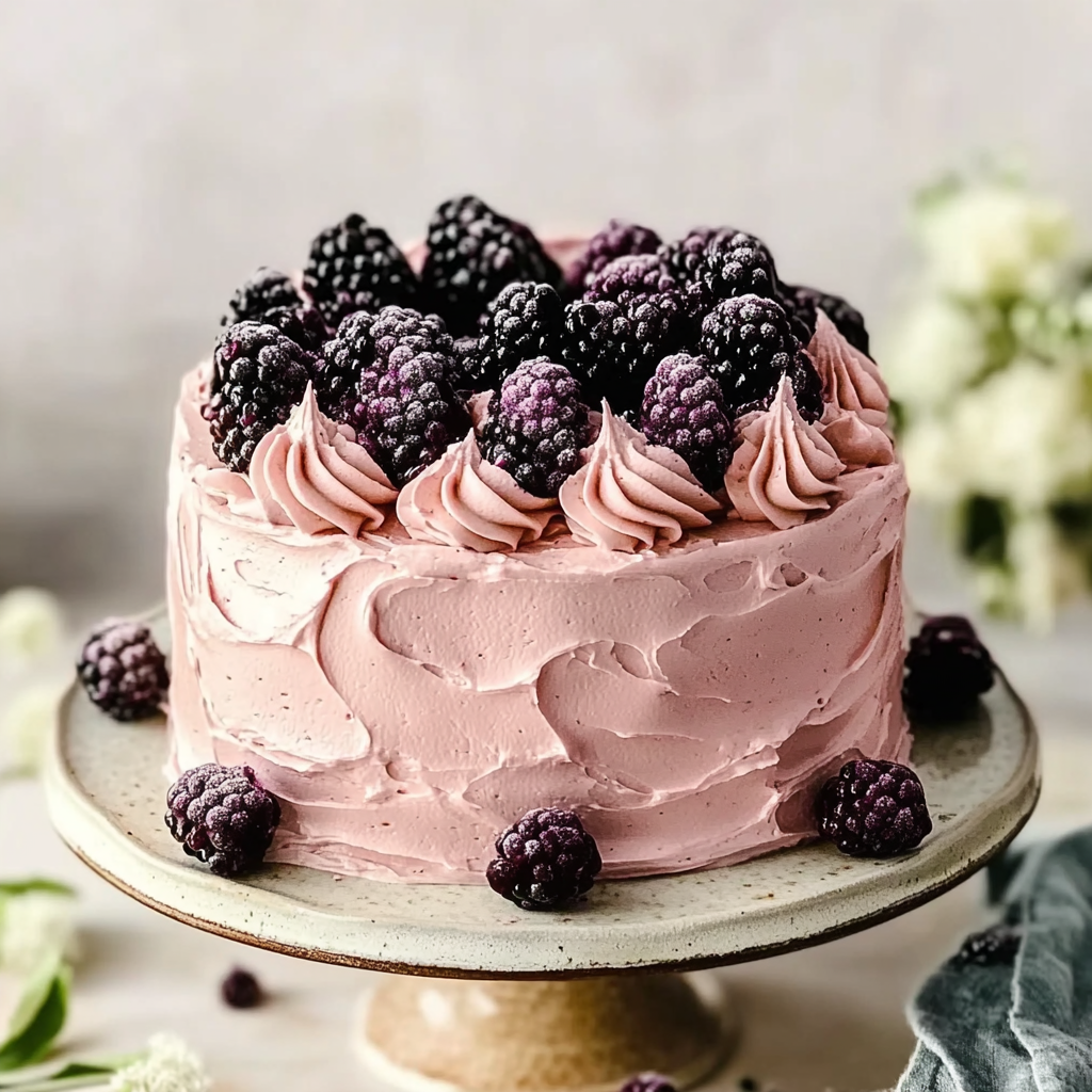 Recipe preparation for Swirled Blackberry Lavender Sheet Cake