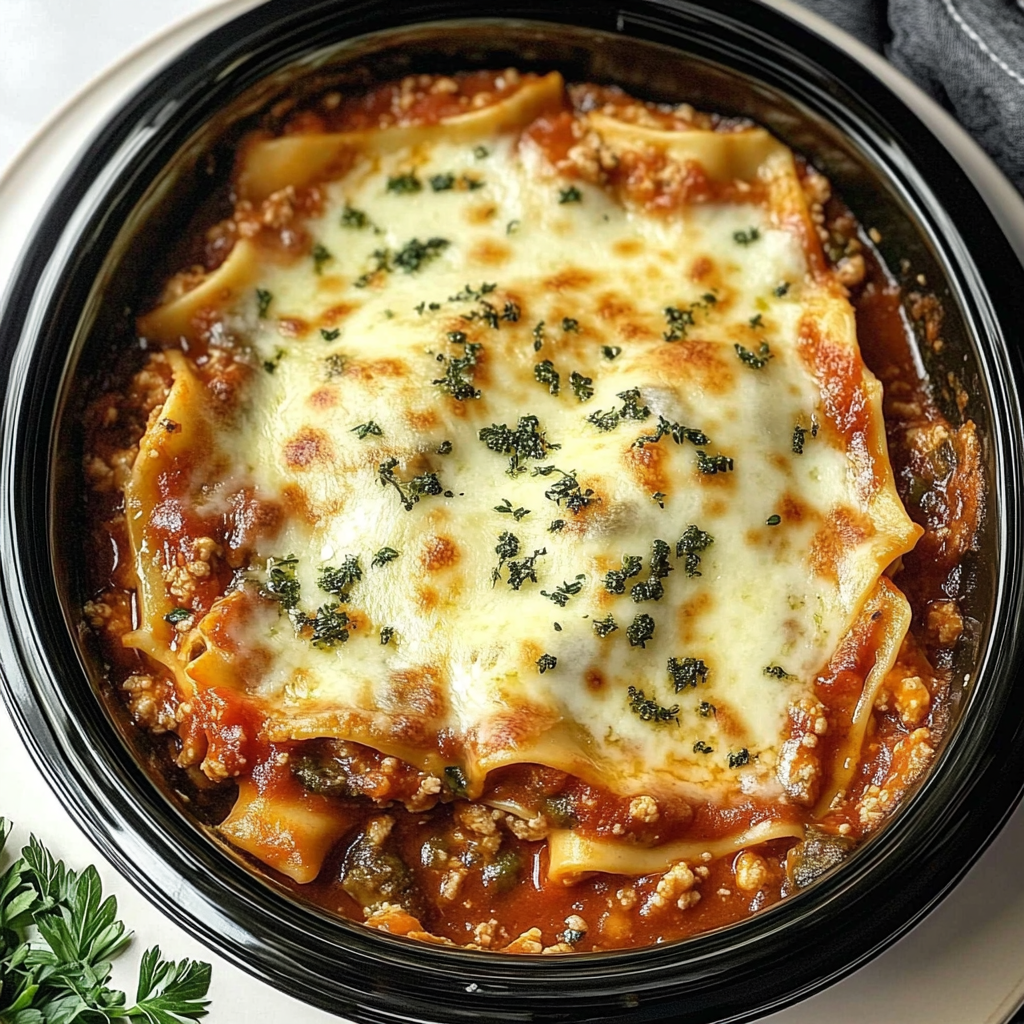 Recipe preparation for Crockpot Ravioli Lasagna
