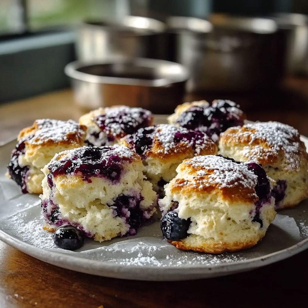 Recipe preparation for Blueberry Biscuits