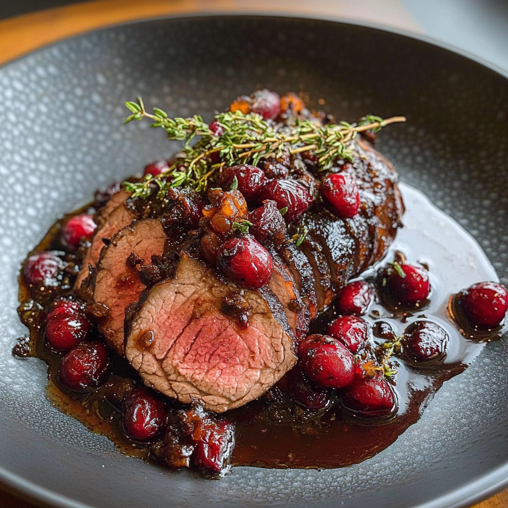 Recipe preparation for Cranberry Balsamic Roast Beef