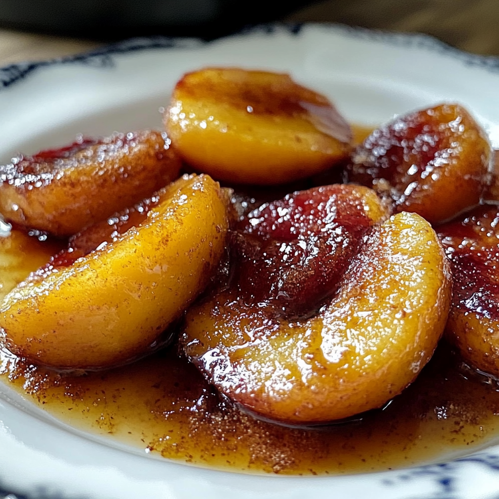 Recipe preparation for Southern Fried Peaches Brown Sugar