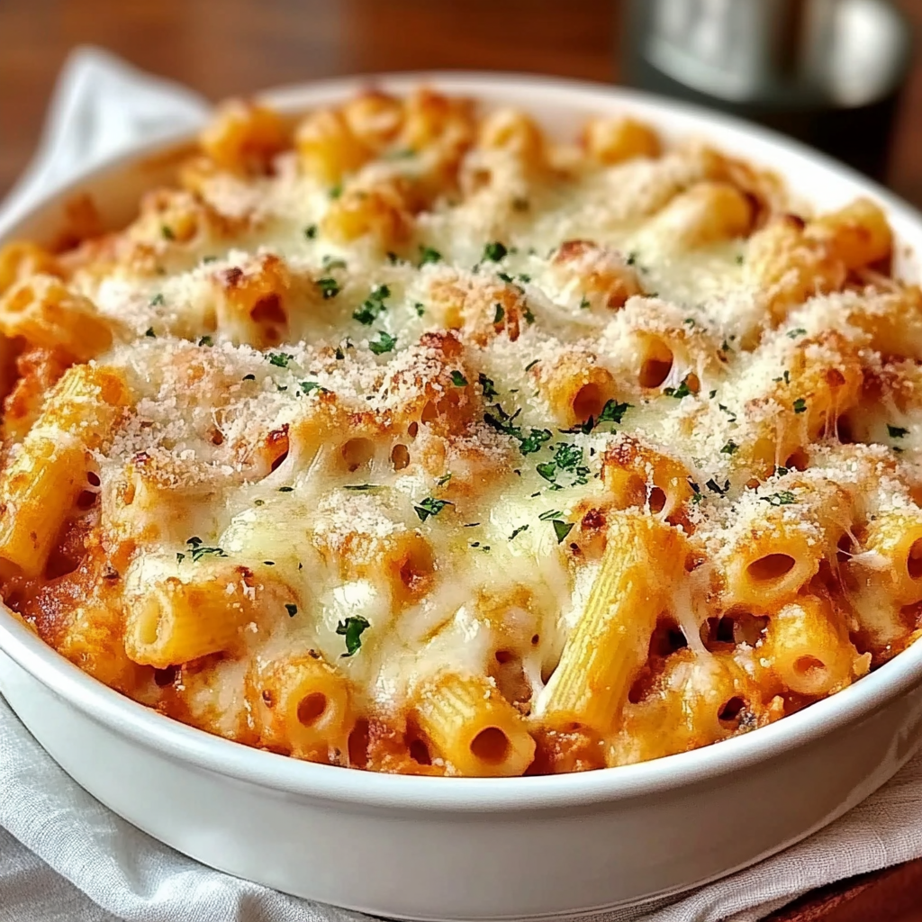 Recipe preparation for Olive Garden Five Cheese Ziti al Forno