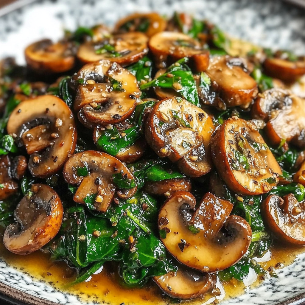 Recipe preparation for Sauteed Mushrooms Spinach