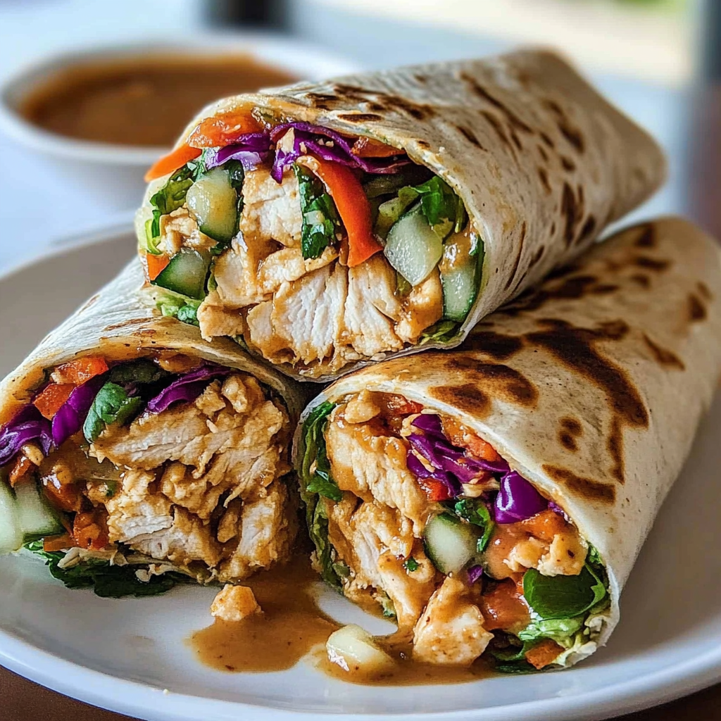 Recipe preparation for Thai Peanut Chicken Wraps