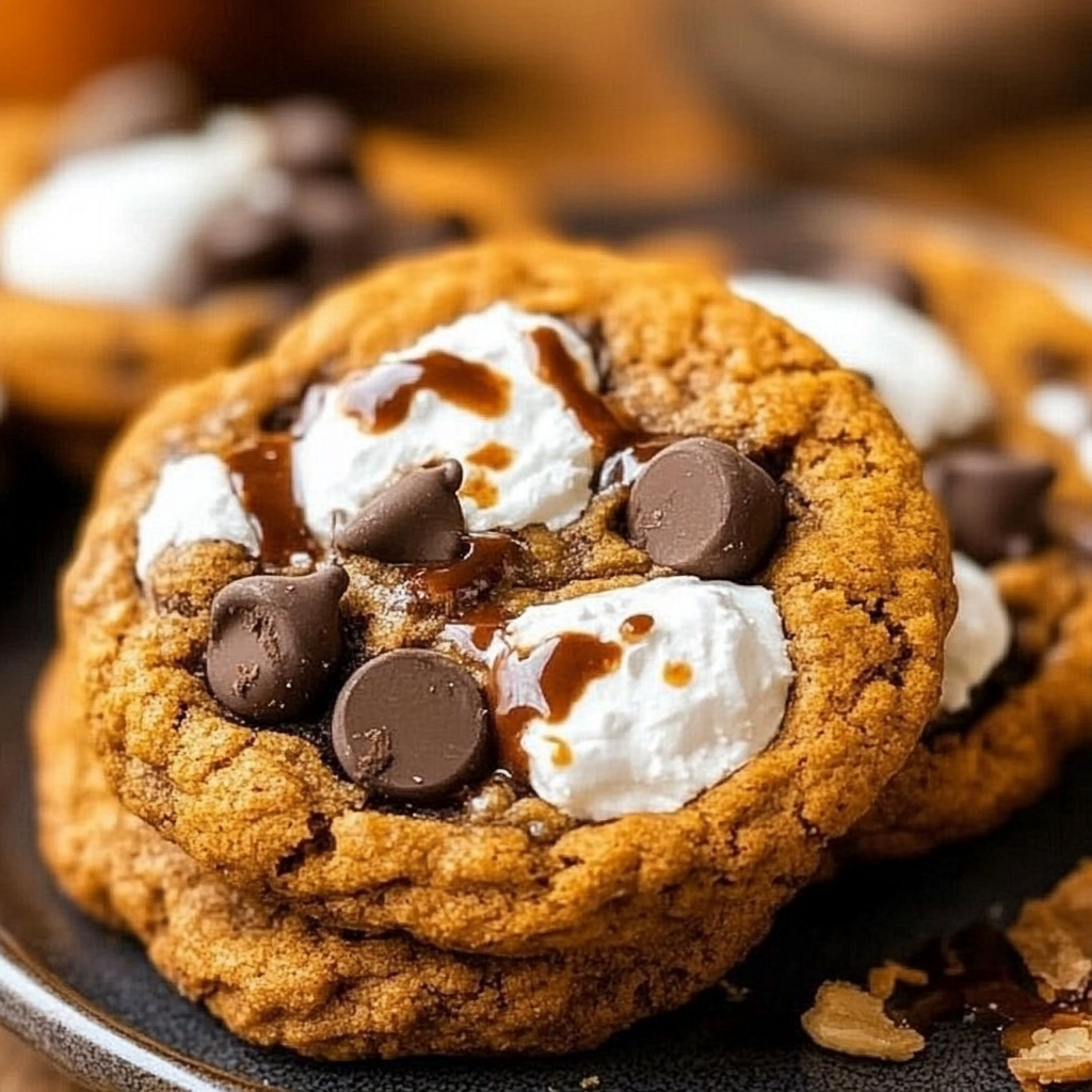 Recipe preparation for Pumpkin S'mores Cookie