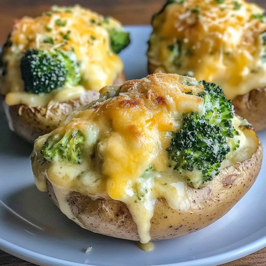 Recipe preparation for Broccoli Cheese Baked Potatoes