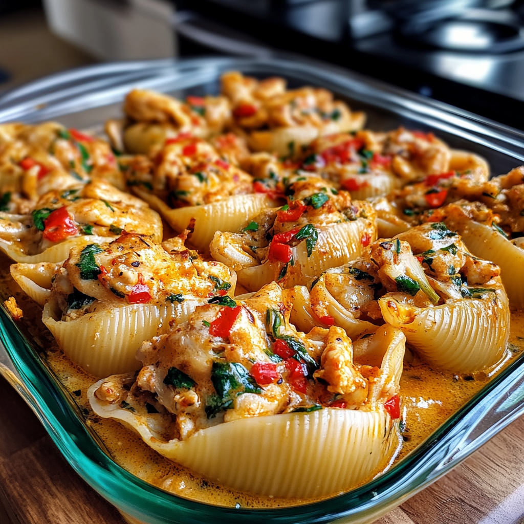 Recipe preparation for Creamy Cajun Chicken Shells