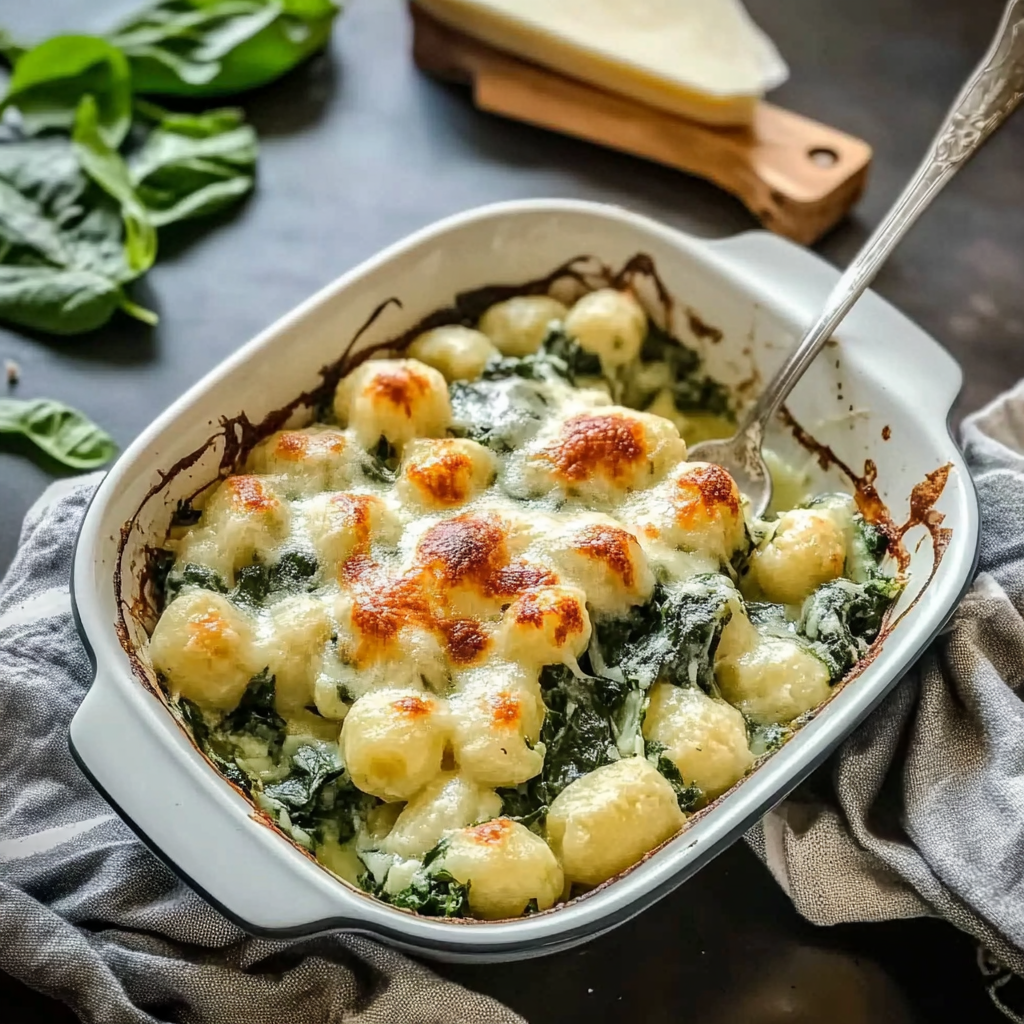 Recipe preparation for Spinach and Artichoke Gnocchi Bake