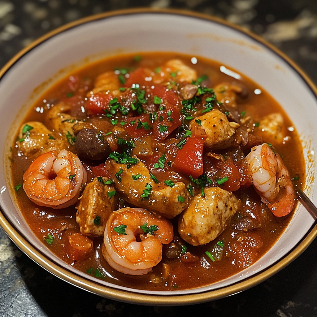 Recipe preparation for Shrimp Chicken Sausage Gumbo
