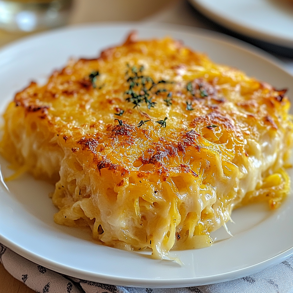 Recipe preparation for Spaghetti Squash Au Gratin