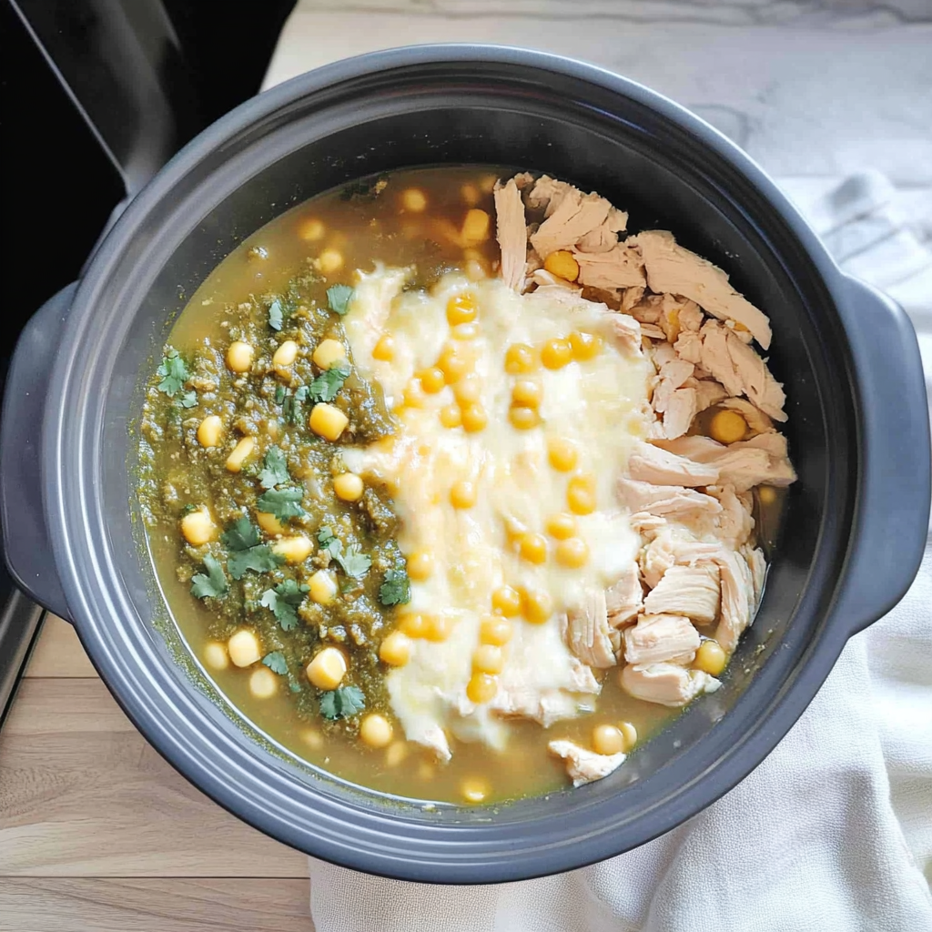 Recipe preparation for Green Chile Chicken Enchilada Soup