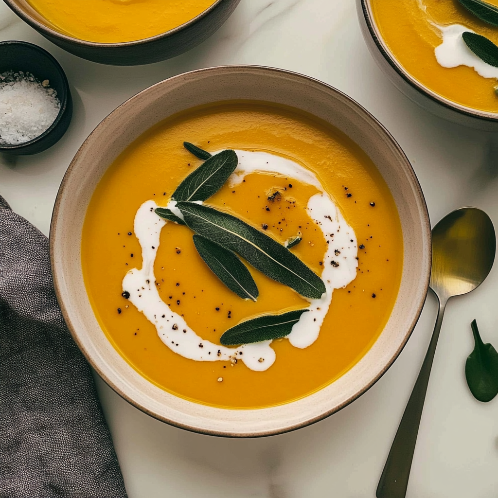 Recipe preparation for Creamy Honey Roasted Acorn Squash Soup