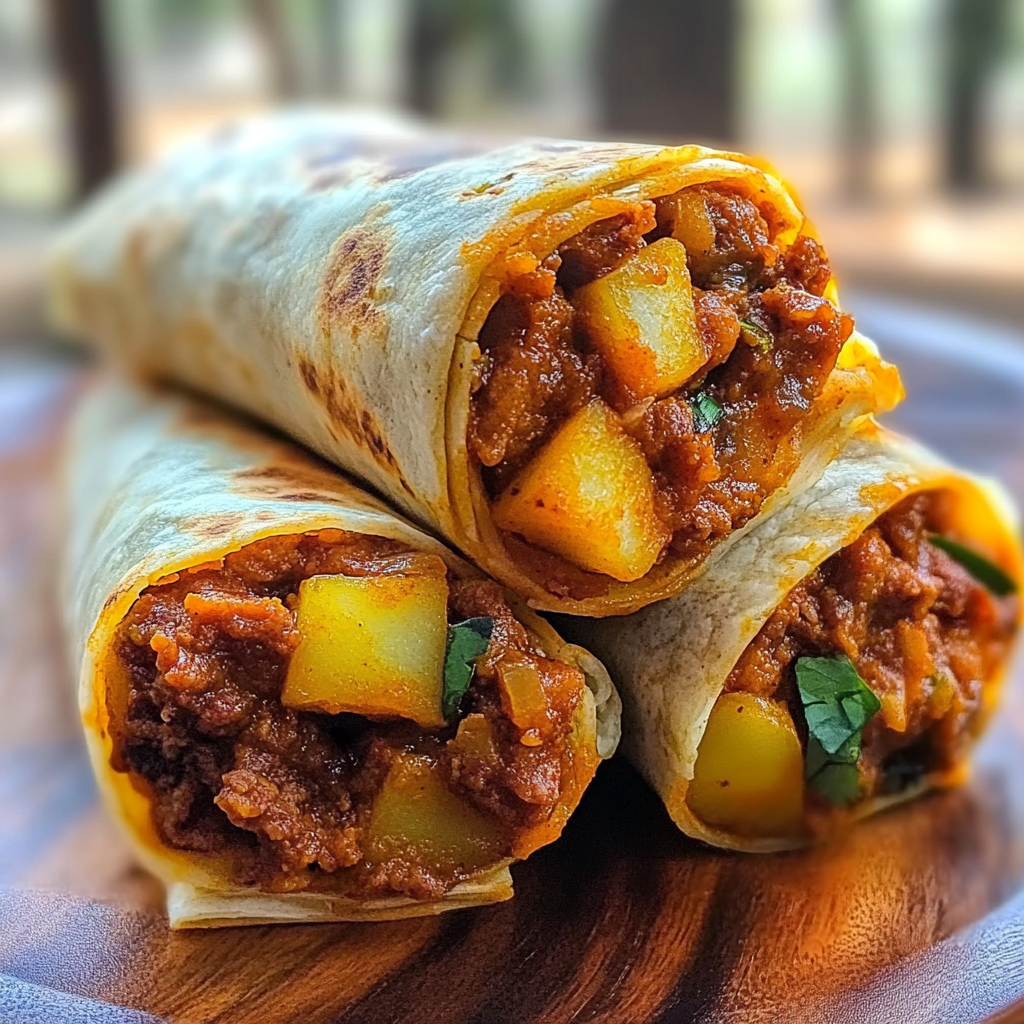 Recipe preparation for Chorizo Potato Breakfast Burritos