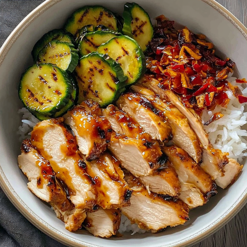 Recipe preparation for Sweet Chili Rotisserie Chicken Bowls