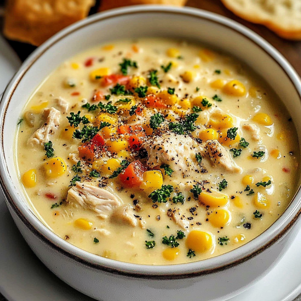 Recipe preparation for Creamy Chicken Corn Chowder