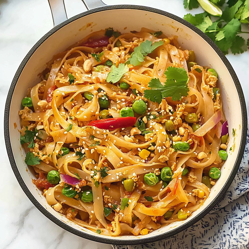 Recipe preparation for Easy Vegetarian Pad Thai Recipe