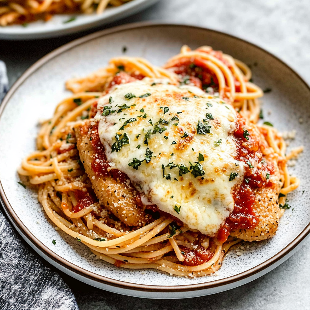 Recipe preparation for Easy Parmesan Chicken Pasta
