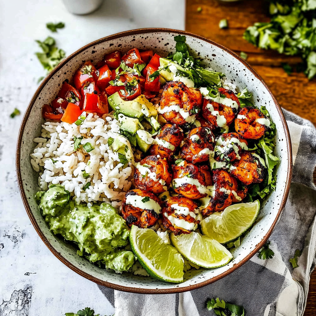 Recipe preparation for Chipotle Lime Shrimp Bowls Recipe