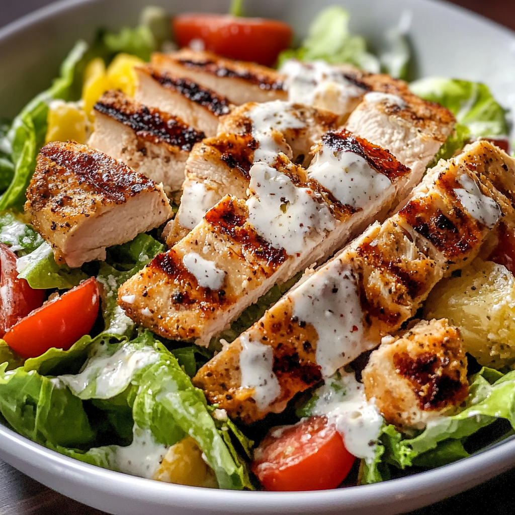 Recipe preparation for Grilled Chicken Caesar Salad