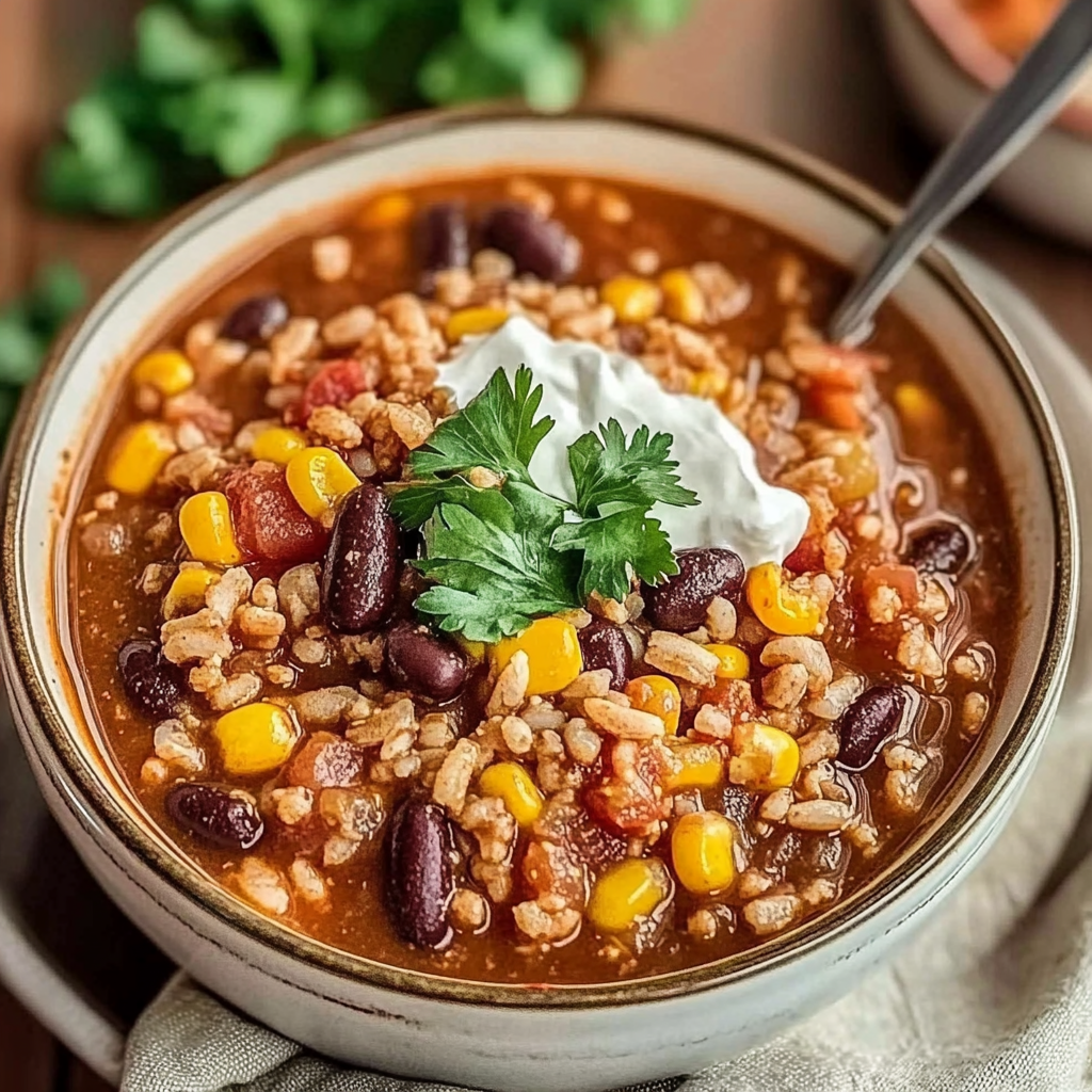 Recipe preparation for Crock Pot Taco Rice Soup