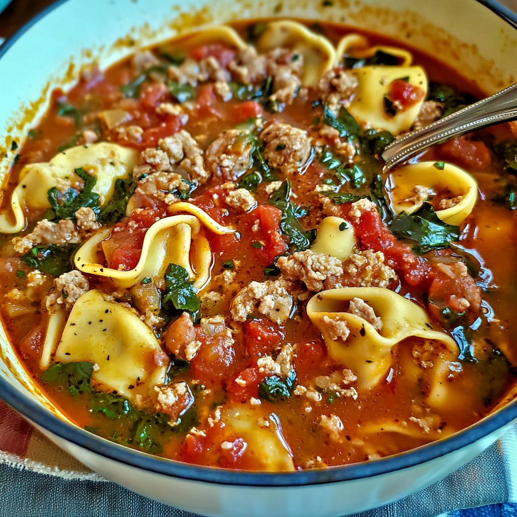 Recipe preparation for Sausage Tortellini Soup