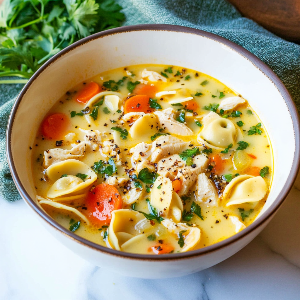 Recipe preparation for Chicken Tortellini Soup