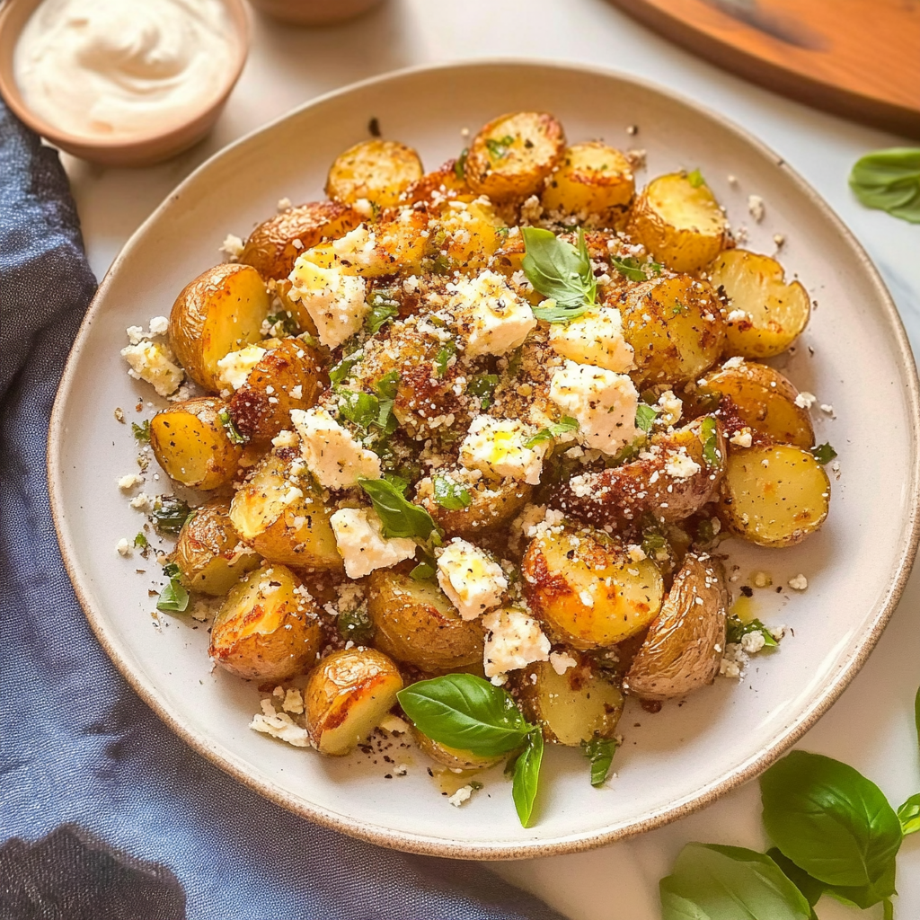 Recipe preparation for Baked Feta Potatoes