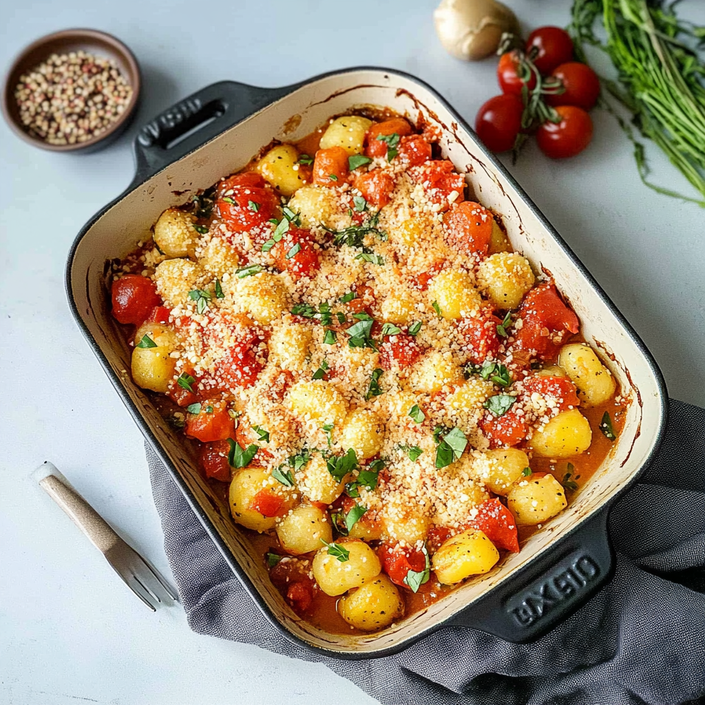Recipe preparation for Baked Feta Gnocchi
