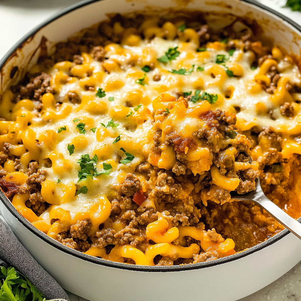 Recipe preparation for cheeseburger casserole