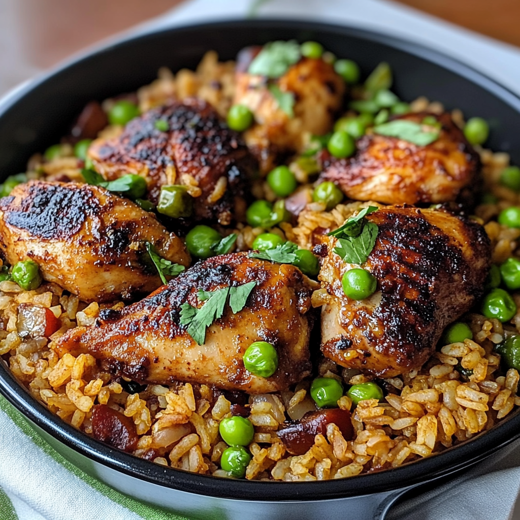Recipe preparation for Jerk Chicken with Jamaican Rice and Peas