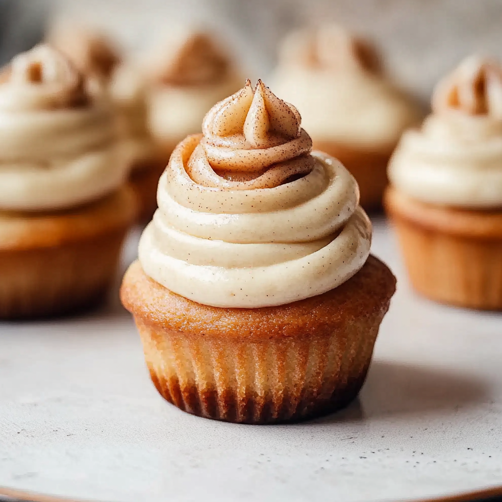 Recipe preparation for Golden Swirl Cinnamon Roll Cupcakes
