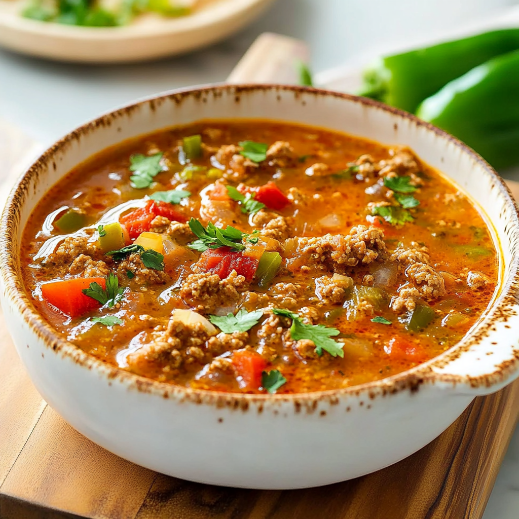 Recipe preparation for Stuffed Pepper Soup