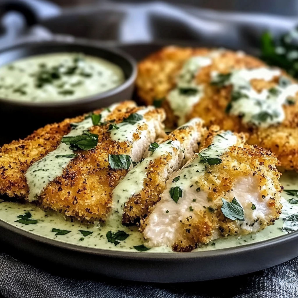 Recipe preparation for Parmesan Crusted Chicken with Basil Aioli