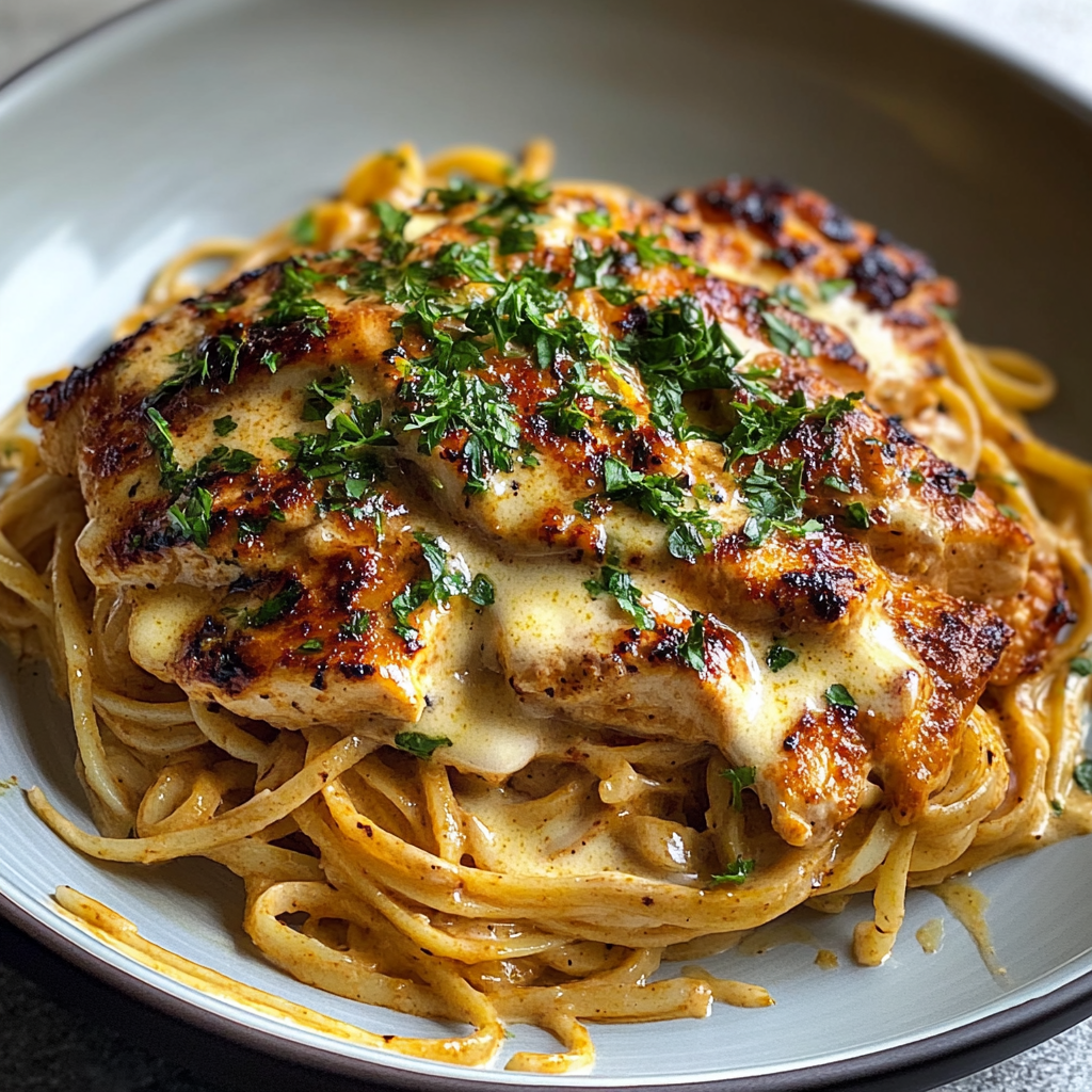 Recipe preparation for Cowboy Butter Chicken Linguine