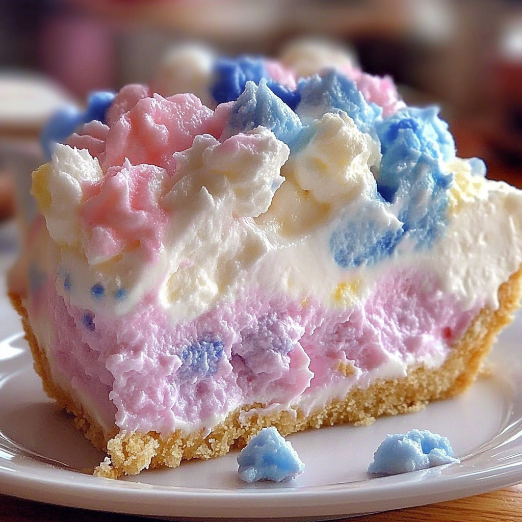 Recipe preparation for Cotton Candy Cheesecake Dessert