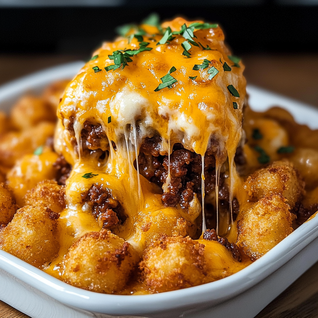Recipe preparation for Cheeseburger Tater Tot Casserole