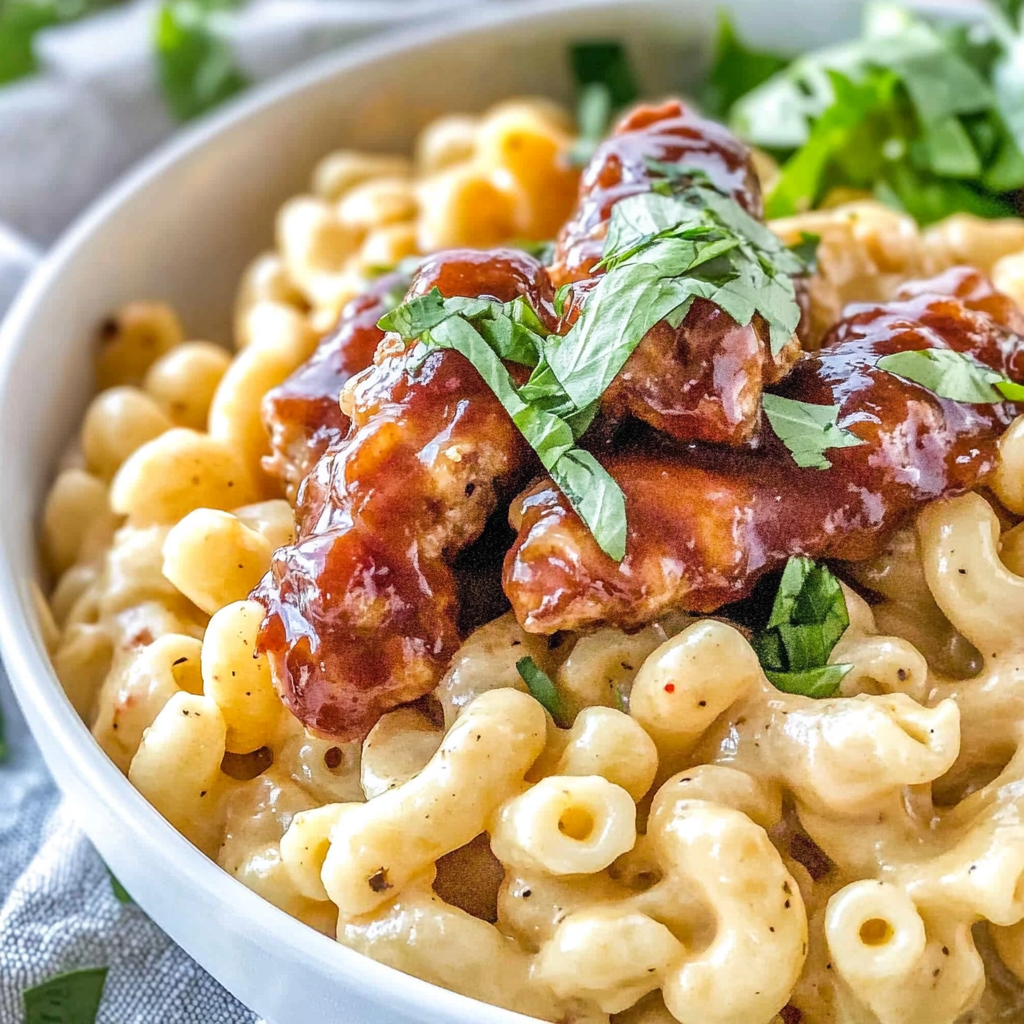 Recipe preparation for Copycat Applebee’s Honey Pepper Chicken Mac and Cheese