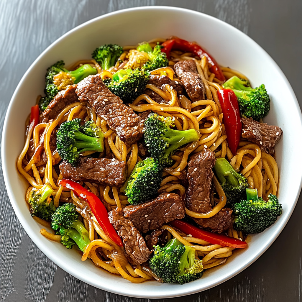 Recipe preparation for Beef and Broccoli Noodles