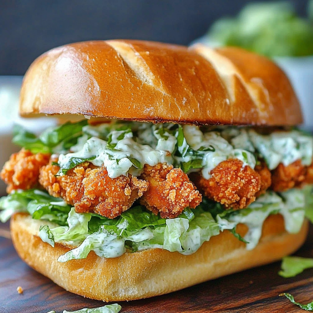 Recipe preparation for Crispy Chicken Caesar Sandwich