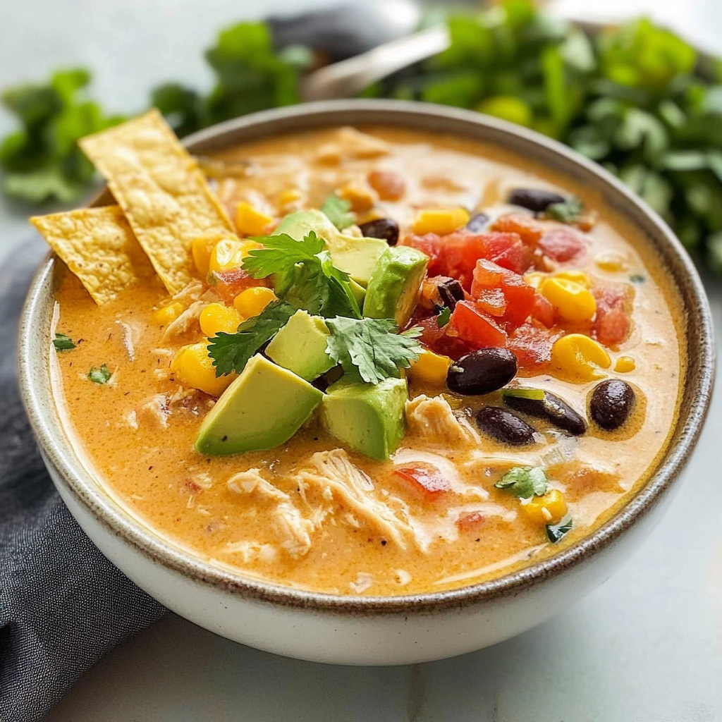 Recipe preparation for Creamy Chicken Tortilla Soup
