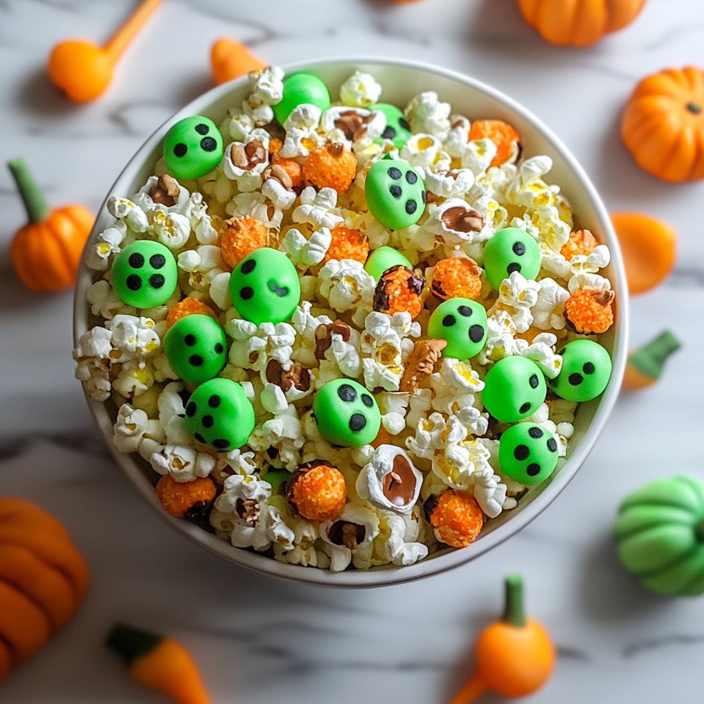 Recipe preparation for Witches’ Brew Popcorn Snack