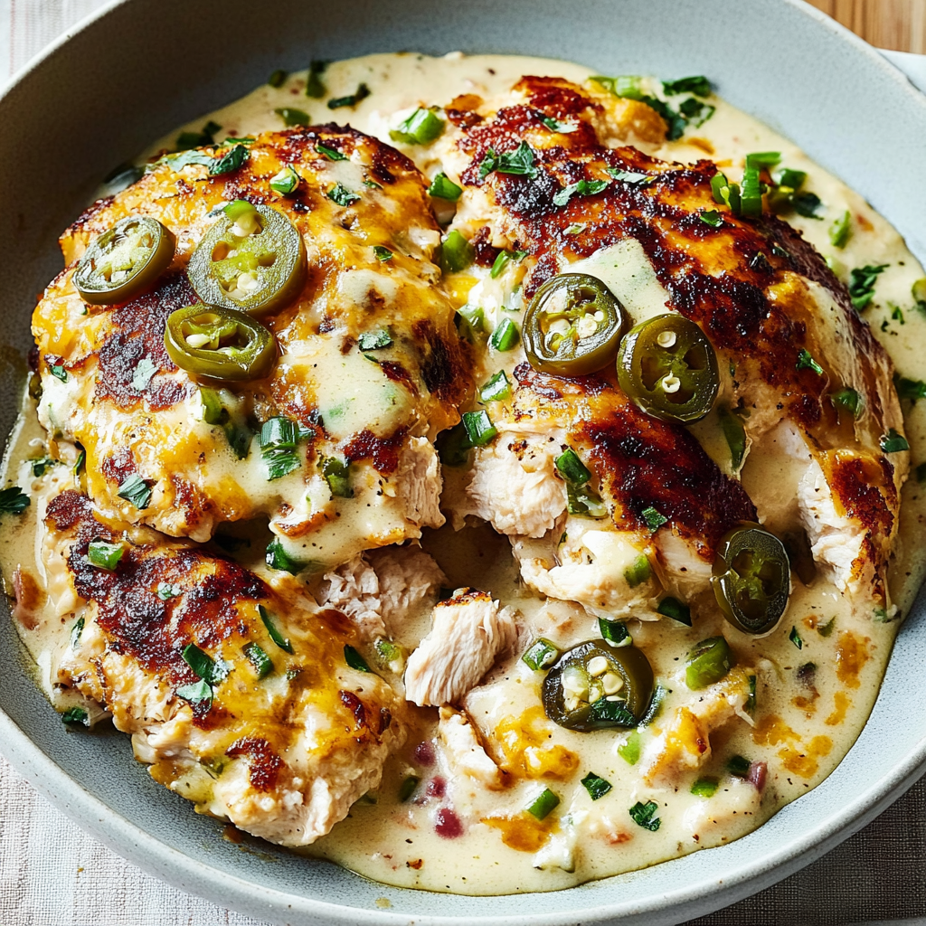 Recipe preparation for Jalapeño Popper Chicken Skillet