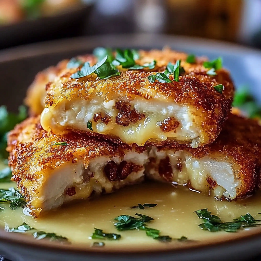 Recipe preparation for Crispy Chicken Kiev Delight
