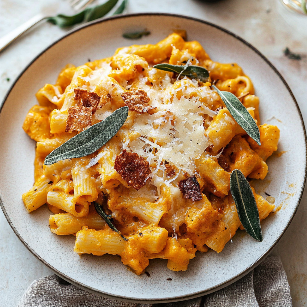 Recipe preparation for Butternut Squash Pasta with Crispy Sage