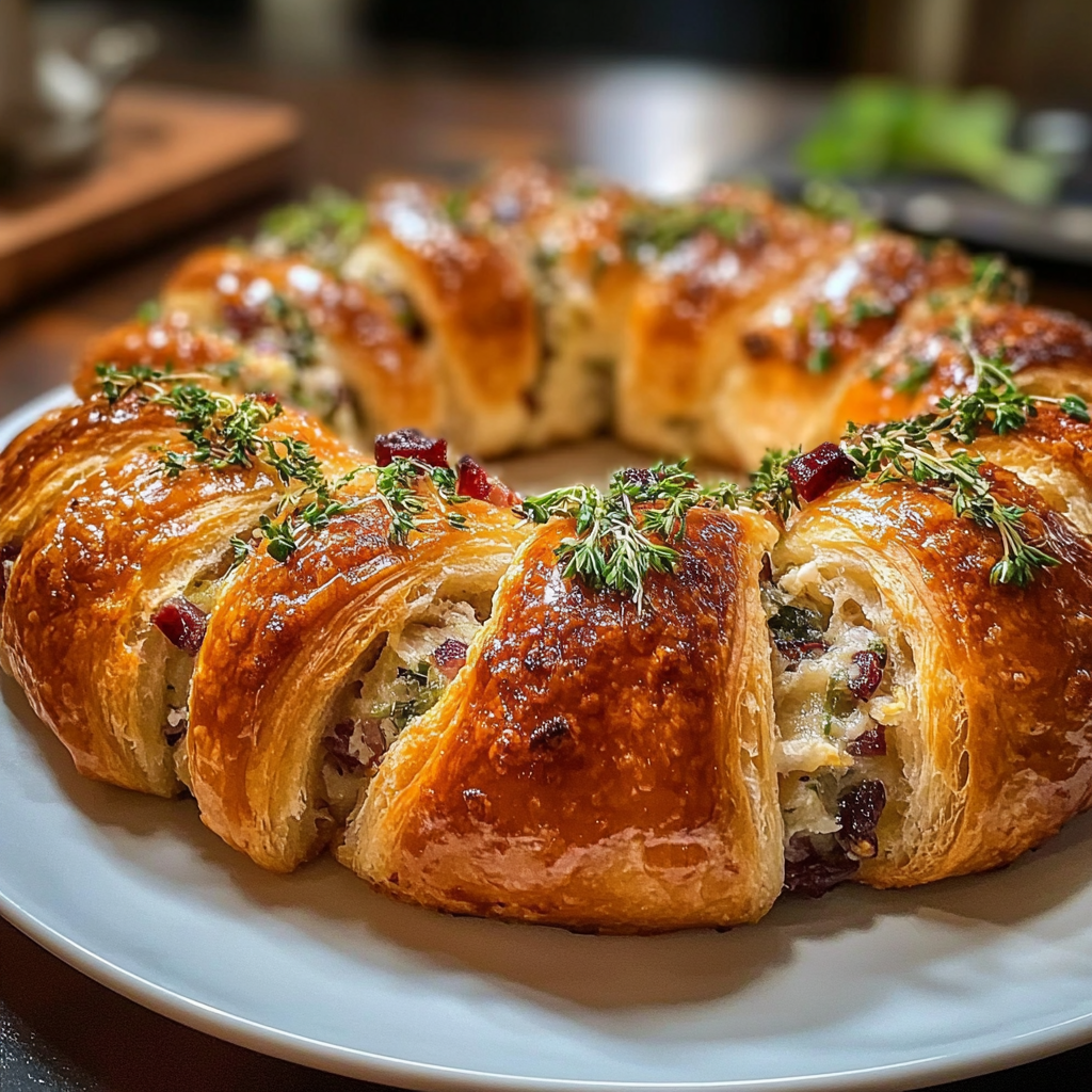 Recipe preparation for Savory Turkey Crescent Ring